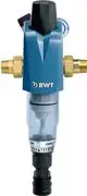 BWT-Filter mit transparentem Gehäuse und manuellem Einstellrad. Ausgänge mit Schnellanschlussmodul für einfache Installation.